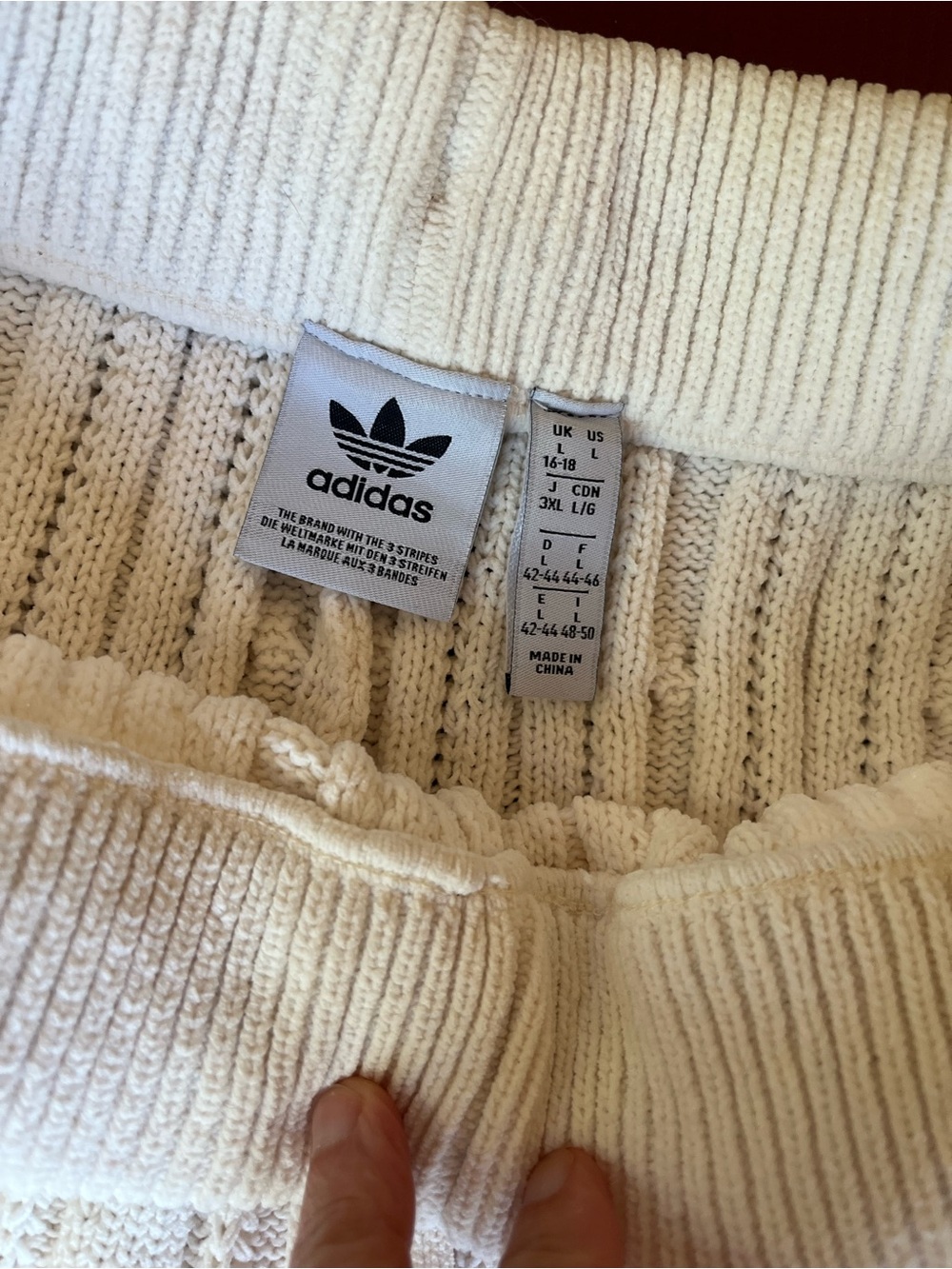 Adidas Knit Trouser Joggers White / Off White Drawstring Size Large - Picture 5 of 9